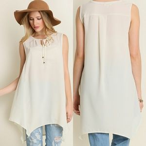 Solid Cream Handkerchief Leggings Top Size S M L